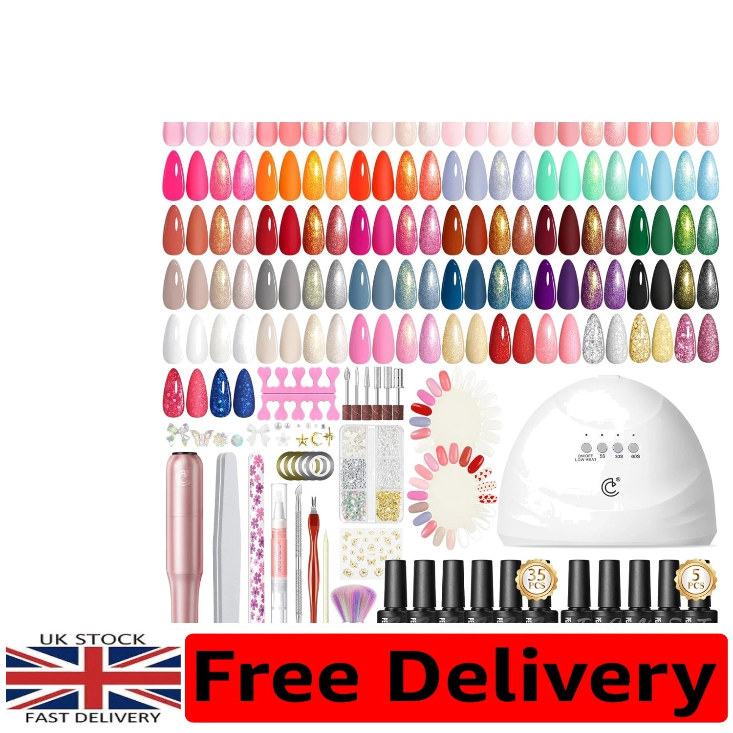 58PCS Gel Nail Polish Kit,35+5 Colours Gel Nail Polish Set with Lamp Starter Kit