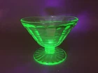 Anchor Hocking Uranium Glass Block Optic Sherbet Depression Green Vintage