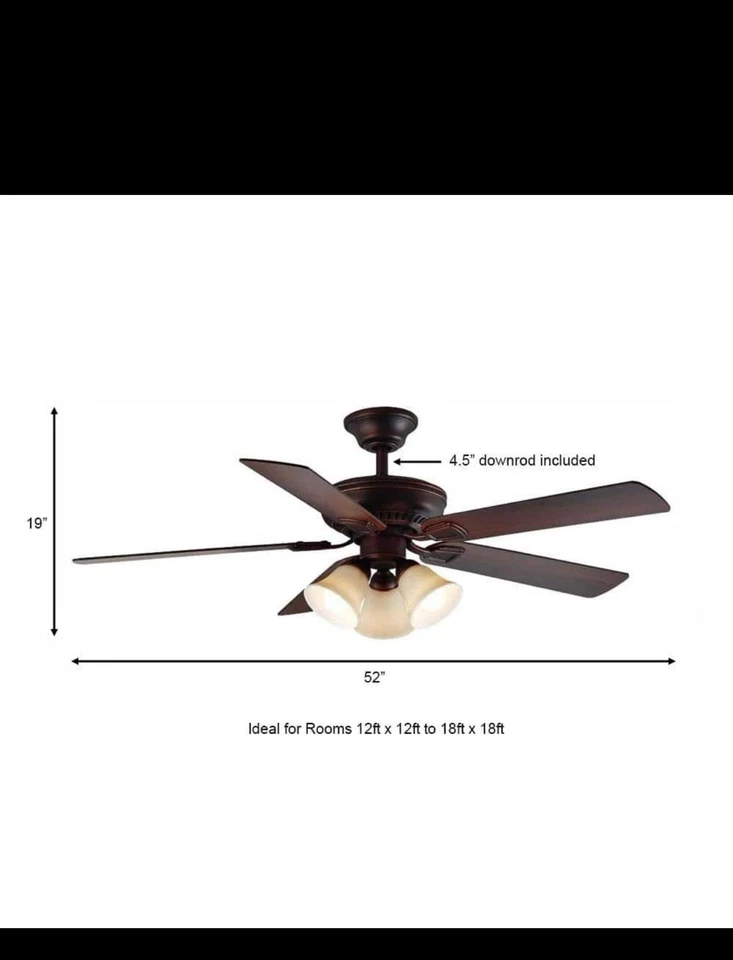 Campbell 52 in. Indoor LED Mediterranean Bronze Ceiling Fan with Light Kit, Down - Image 4 of 4