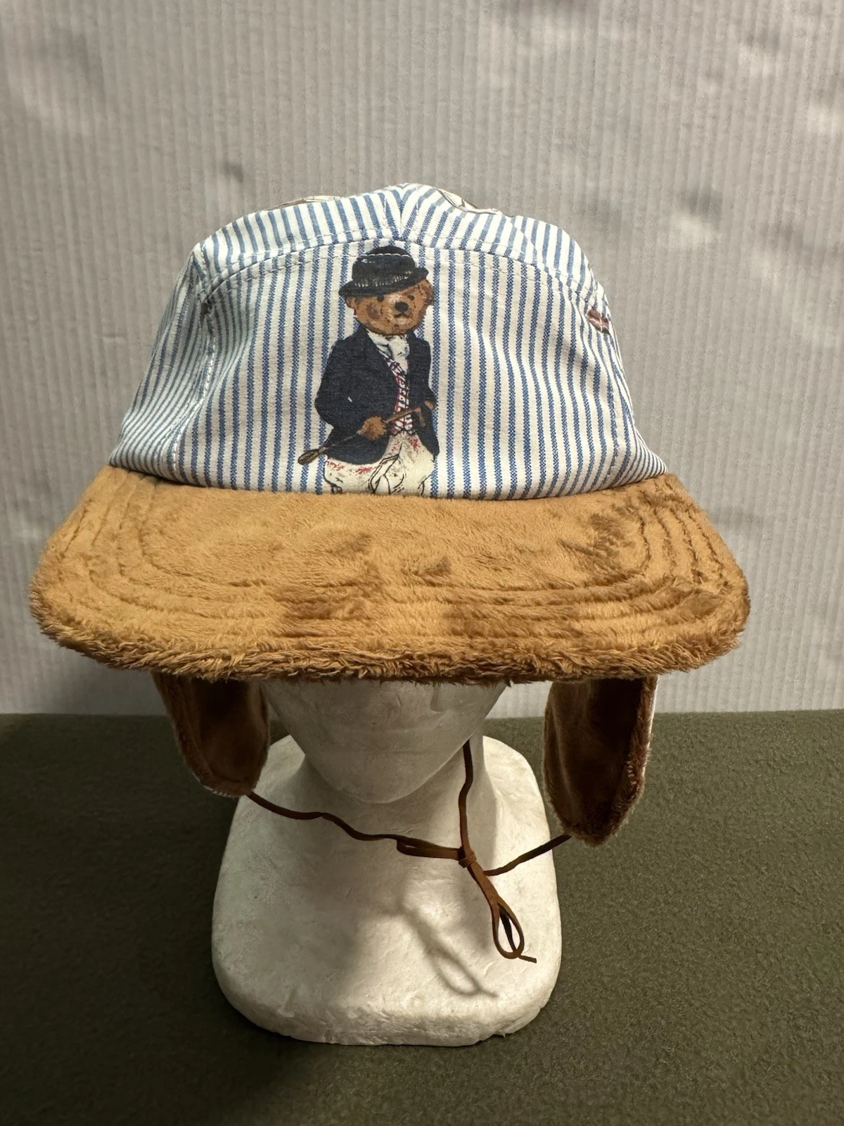 Custom Reworked Polo Ralph Lauren Bear Trapper Hat Made USA 5 Panel 1 Of 1 Rare