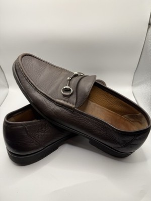 Men's Magnanni Neiman Marcus Horsebit Brown Leather Loafers - Made In Spain 11M