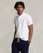 Polo Ralph Lauren Men's Custom Slim Fit Mesh White Polo Shirt