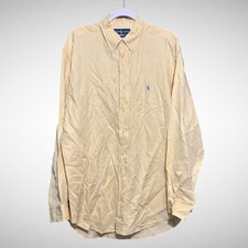 Ralph Lauren Shirt Mens Large Silk Linen Button Down Long Sleeve Solid Yellow