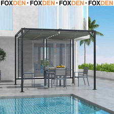 3 x 2.8m Metal Pergola with Retractable Fabric Roof Canopy for Garden or Patio