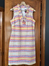 VINCE CAMUTO Colorful Sleeveless Shift Dress 10 Beach Boho Textured Ruffle VNeck