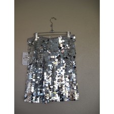 Only Nancy Silver Sequin Skirt JRS Size L NWT