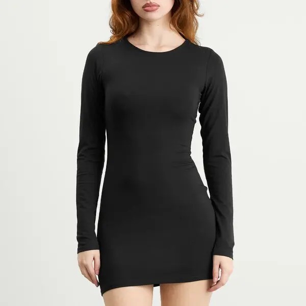 New Women's SKIMS Onyx Smooth Layers Crewneck Modal Tunic Dress Size S