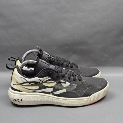 Vans UltraRange EXO Drag Shoes Mens Size 7.5 Black White Flames Skull Skateboard