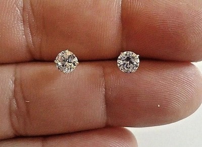 1 Karat Moissanit Ohrstecker 6 mm rund VVS1 D bestanden Tester 10 Karat Gold