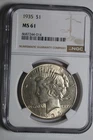 1935 Peace Silver Dollar MS61 NGC #014