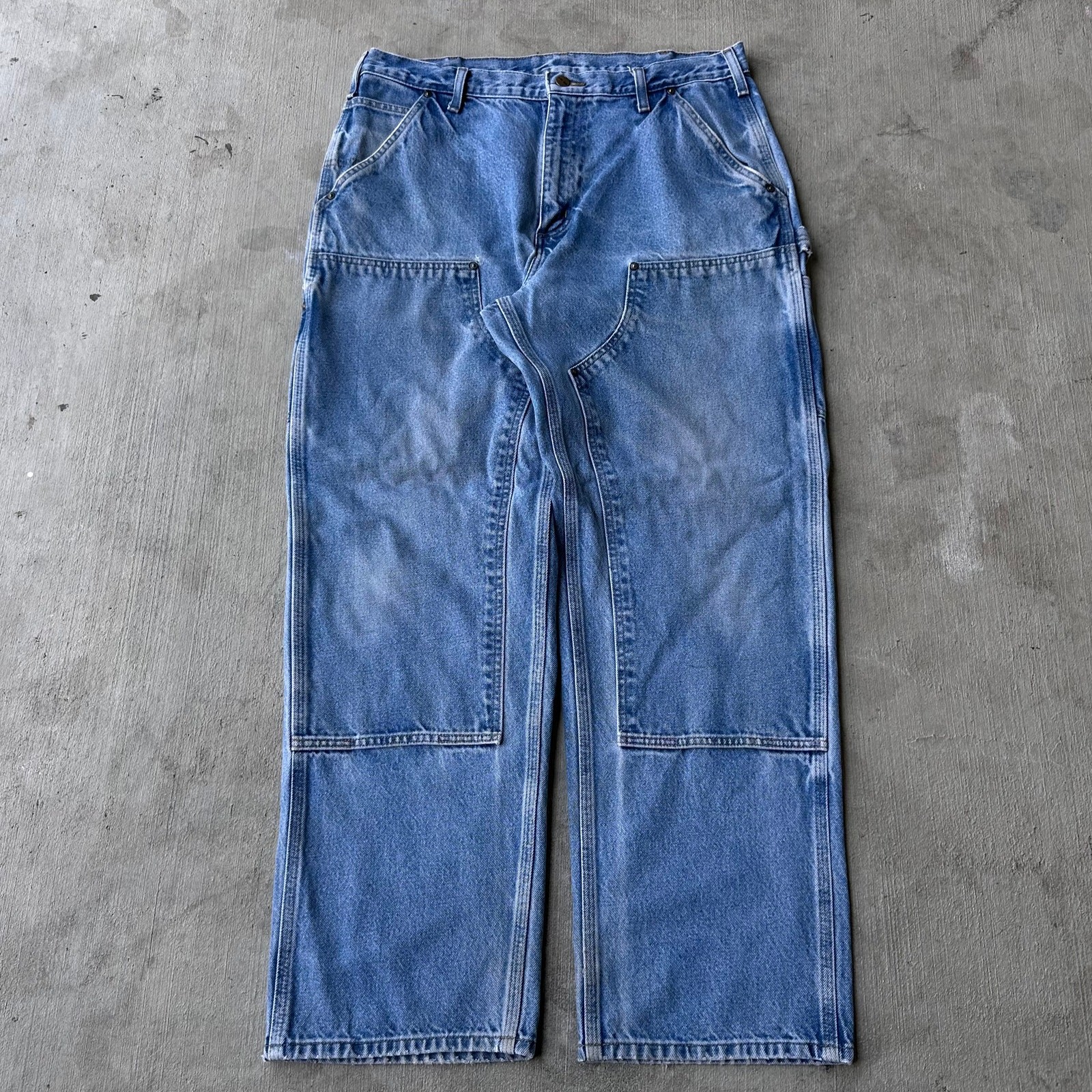 Vintage Y2K Carhartt Double Knee Carpenter Jeans in Blue Denim