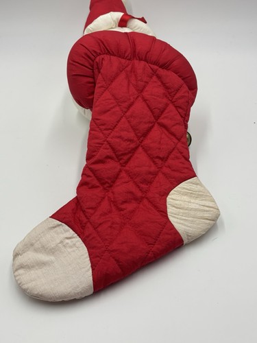 Vintage Nylon Parachute Puffy Santa Claus Bells Candy Cane Christmas Stocking - Picture 4 of 6