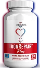 Three Arrows Iron Repair Plus Natural Iron B12 L-methyl Folate Supplement 90 Cap