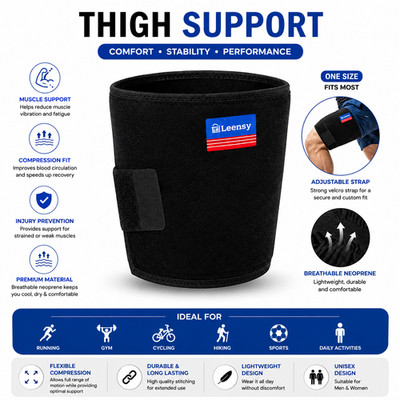 Elastische Kompression Oberschenkel Unterstützung Ärmel Bandage Bandage offen verstellbar Fitnessstudio UK