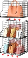 Sonyabecca Purse Storage Organizer for Closet : 3-pack large, Black