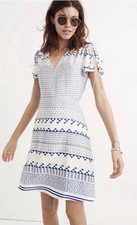 Madewell Size 8 Poppy Dress in Ionian Tile Mesa Tulum Blue Fit & Flare Dress