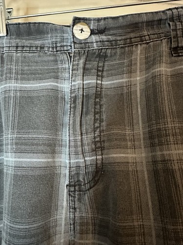 Vintage 90s Projek Raw Good Day Cargo Shorts Mens 38 Plaid 100% Cotton Belted - Picture 2 of 14