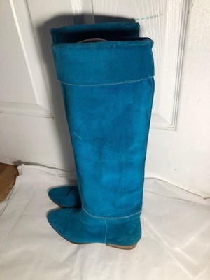 blue high knee boots