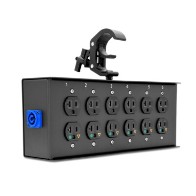 Multi-Outlet Power with Truss Clamp w/12 Edison Female - PowerCon Pass Thru