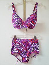 Vtg Jantzen Bikini 2 Piece Bathing Suit 32C S Psychedelic Purple Pink 60s 70s