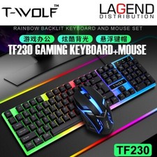 Keyboard Set English Wired Gaming Mouse and Keyboard Set Rainbow Backlit Gamer 1