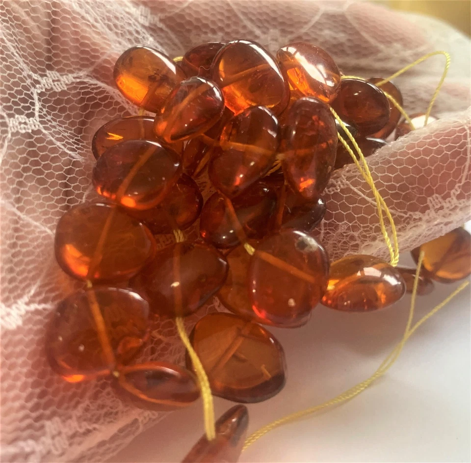 4 cuentas de ámbar báltico genuino, pepitas planas de colección cuentas de ámbar, 10-12 mm Foto 3 de 4