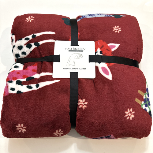 NWT Vera Bradley Essential Throw Blanket Holiday Hounds NEW Red Dogs Christmas