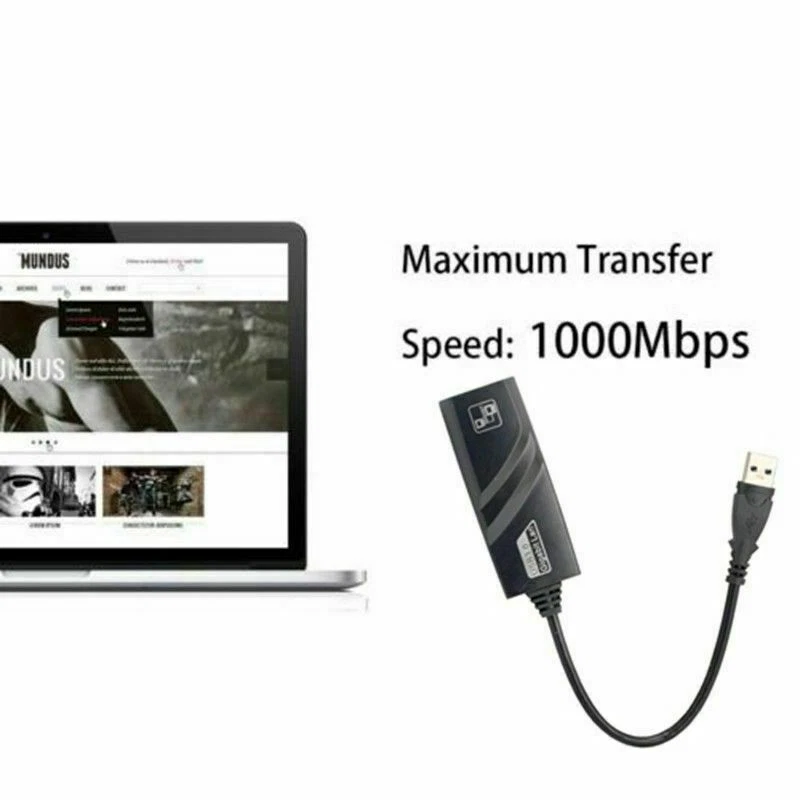 USB 3.0 to LAN ETHERNET Internet Cable Adapter 10/100/1000 Gigabit Connector - Image 3 of 4