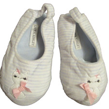 Laura Ashley Girls Kittens Cats L 9 - 10 Velvety Soft Slippers Bue/White
