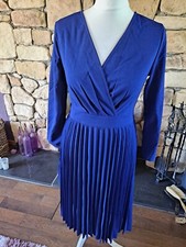 Shein Wrap Front Pleat Skirt Royal Blue Dress Size M BNWT