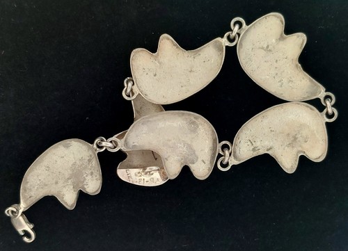 Pulsera de oso tenis vintage Taxco, México TB-125 de plata esterlina - talla 8" - Imagen 2 de 5