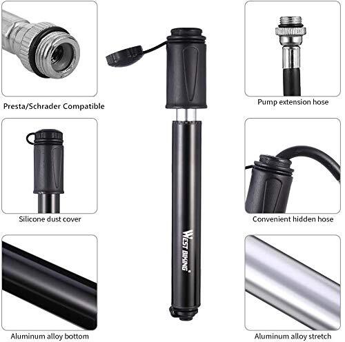 Mini Bike Pump Small Portable Bicycle Tire Pumps Presta Schrader Compatible