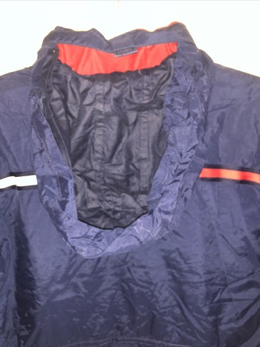 Boys TOMMY HILFIGER Navy Blue FULL ZIP Flag JACKET COAT Size 6 Foldable Hood - Picture 10 of 11