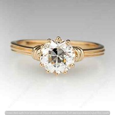 1 Ct Lab Created Round Cut Diamond Solitaire Engagement Ring 14K Yellow Gold FN