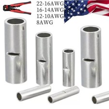 22-8AWG Bare BN1.25-8 Copper Wire Butt Splice Connector Ferrule Crimp Terminals