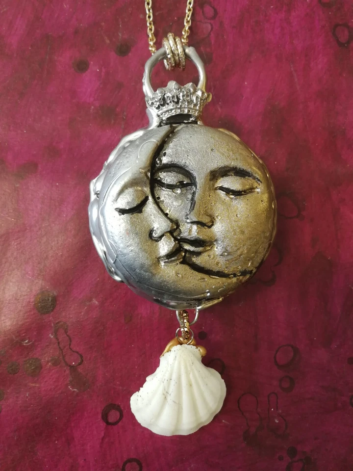 magischer Talisman Schmuck Anhänger Amulett Anhänger Sonne Mond Gebetshände - Bild 3 von 4