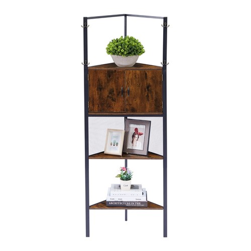 4 Tiers Corner Shelf with Hidden Space Free Standing Corner Cabinet Storage Rack - Picture 6 of 8