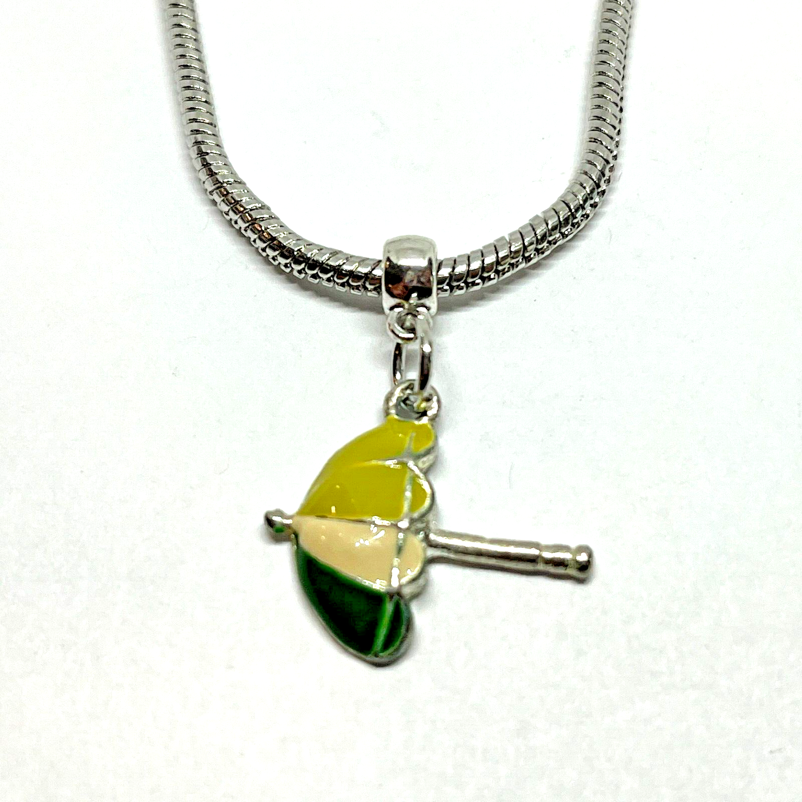 Vintage European Beach Striped Umbrella Charm Dangle Adjustable Bracelet or Necklace Gift for Rainy Days