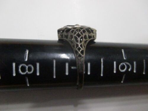 MASONIC STERLING SILVER WOMANS SZ 7 RING 1920S FILIGREE ORDER OF EASTERN STAR - Picture 3 of 5