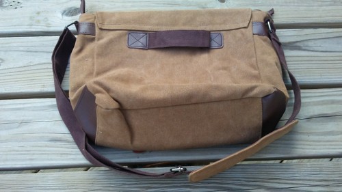GREG NORMAN Brown Canvas Laptop Messenger Bag - Picture 3 of 3