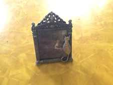 Vintage Mini Silver Tone Art Nouveau Style Ornate Footed Photo Picture Frame 2”