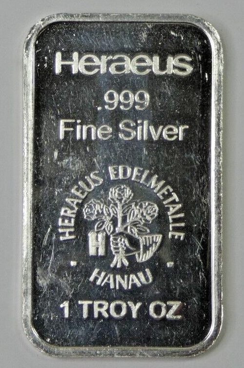 Heraeus 1 oz .999 Fine Silver Bar - Edelmetalle Hanau Swiss 1 Troy Ounce