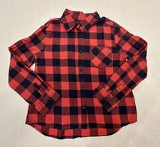 GAP Kids Buffalo Plaid Faded Red Button Down Flannel Shirt S 6 7 BTS Fall