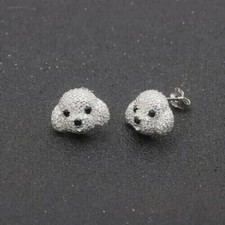 Women's Dog Face Stud Earring 1.12ct Simulated Diamond 14K White Gold Plated