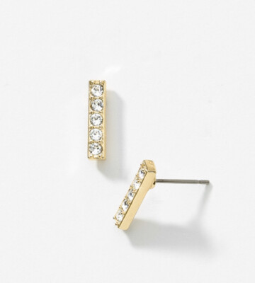  Touchstone Crystal Pave Earrings 1/2  Gold Post Plating New Condition