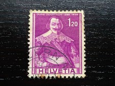 SWITZERLAND HELVETIA 1941 DEFINITIVES 120 JURG JENATSCH VIOLET PURPLE 1.20 FR