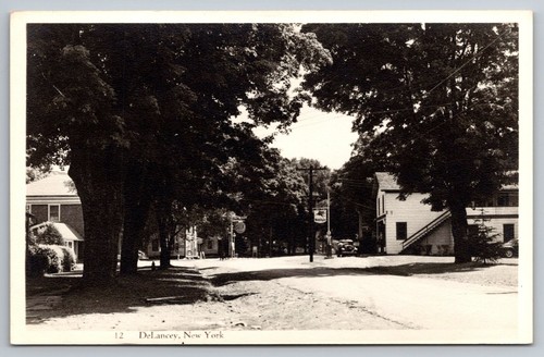 Street View. Mobile Gas. DeLancey, New York Real Photo Postcard RPPC