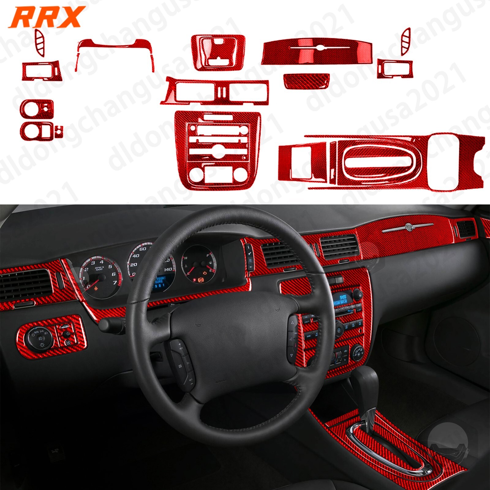 40Pcs Red Carbon Fiber Interior Cover Dash Trim Kits For Chevrolet Impala 06-13