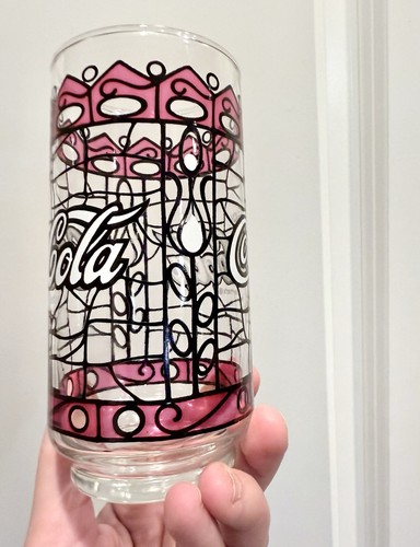 1970e Vintage Libbey Coca-Cola Purple Stained Glass Drinking Glass Tumbler 14oz - Picture 2 of 3