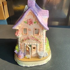 Sonoma Home Goods Tea Light Candle House Purple Pink Roses Garden Flowers  10”